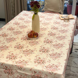 Vintage Blush Pink Floral Cotton Mix Table Cover | full view