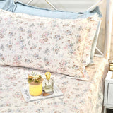 Vintage Pastel Floral King Size Bedsheet Set (5 Pieces) with 4 Pillow Covers | side view