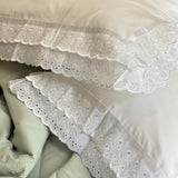 White Cotton Pillow Cover with Lace Frills | Creative shot