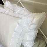 White Cotton Pillow Cover with Lace Frills | Frills View