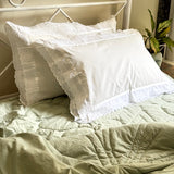 White Cotton Pillow Cover with Lace Frills | Overall View 