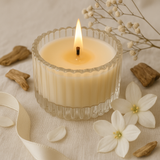 White Oudh Scented Soy Wax Candle | focus view
