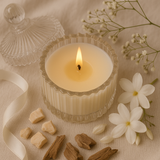 White Oudh Scented Soy Wax Candle | top view