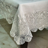 White Paisley Embroidered Organza Table Cover creative view 