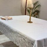 White Paisley Embroidered Organza Table Cover overall view 