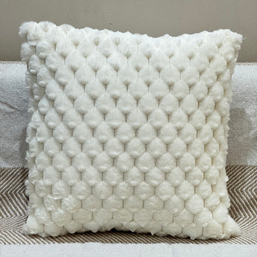 White Textured Faux Fur Cushion – Single Piece focus view