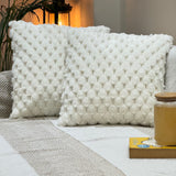 White Textured Faux Fur Cushion – Single Piece overall view