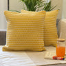 Yellow Threadwork Cotton Cushion Cover | Overall View