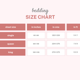 bedsheet size chart