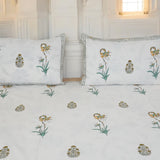 hand block printed premium cotton king size bedsheet | focus view