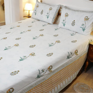 hand block printed premium cotton king size bedsheet | side view