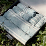 blue feather soft gifting towel set | top view 