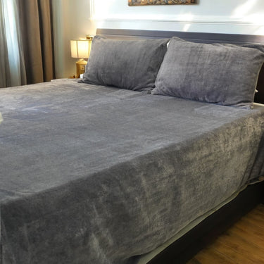 blue warm velvet king size bedsheet | full view