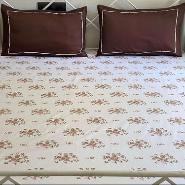 brown contrast 400tc pure cotton bedsheet | front view