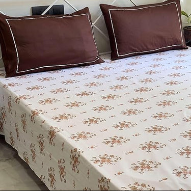 brown contrast 400tc pure cotton bedsheet | full view