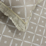 brown double lace king size bedsheet | lace focus view