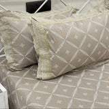 brown double lace king size bedsheet | pillow view