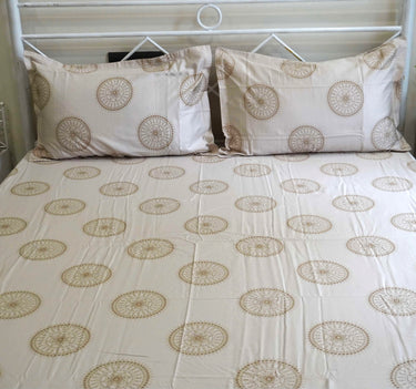 coffee mandala motif 600tc cotton bedsheet | front view