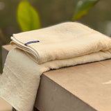 cream bamboo cotton, quick dry and absorbent | side view