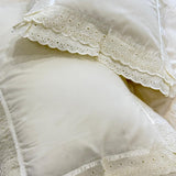 cream cotton pillow cover with lace frills | Creative shot