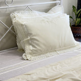 cream cotton pillow cover with lace frills | Overall View