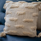 cream tufted cushion cover, 16 X 16 in sizes, with duck cotton material, front view