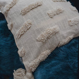 cream tufted cushion cover, 16 X 16 in sizes, with duck cotton material, side view