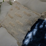 cream tufted cushion cover, 16 X 16 in sizes, with duck cotton material, upper view