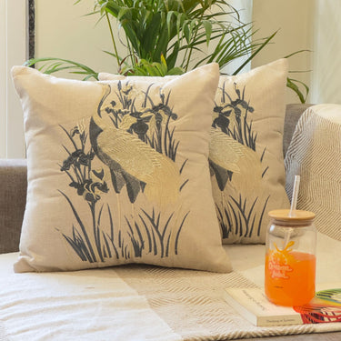 flamingo embroidered cushion cover | Overall View