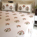 floral hand blocked 400tc cotton bedsheet | full view
