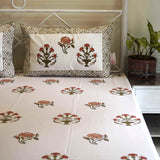 floral hand blocked 400tc cotton bedsheet | side view