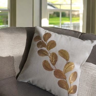 gold leaf sequin cushion cover - side view