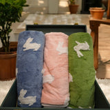 green bunny microfiber hand towel | all view