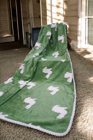 green bunny microfiber hand towel | front view