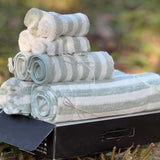 green feather soft gifting towel set | side view 