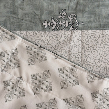 green reversible cotton dohar | close view
