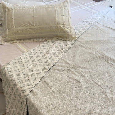 green reversible cotton dohar | full view
