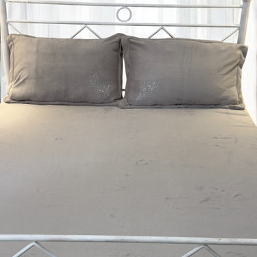 grey warm velvet bedsheet | front view