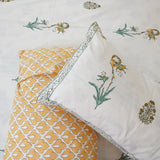 hand block printed premium cotton king size bedsheet | pillow view