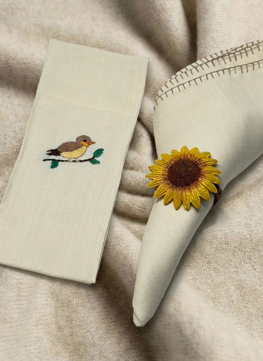 handmade embroidery dining set of 6 | full view