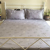 mauve 600TC Cotton Bedsheet with white floral print | Front View