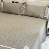 olive knitted bedcover set | sideView