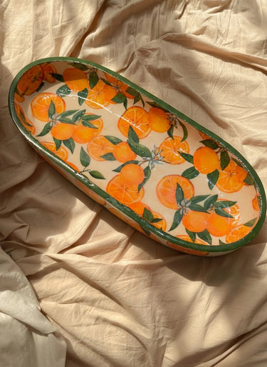 orange decoupage handmade tray | full view 