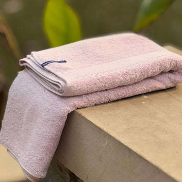 pink antibacterial and soft bamboo towel | side view
