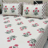 pink bloom handblock cotton bedsheet | side view