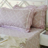 pink lace leaf king size 400TC king size bedsheet | front view