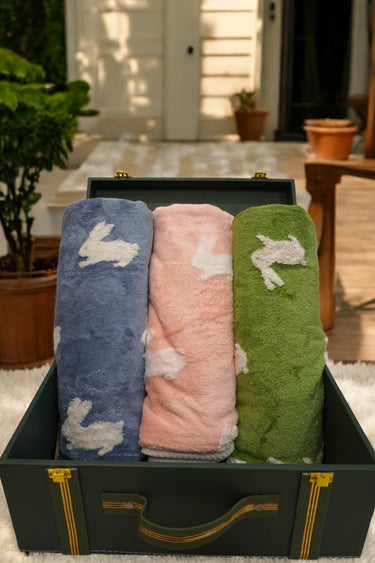 soft pink bunny microfiber hand towel | all view