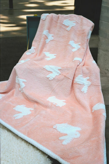 soft pink bunny microfiber hand towel | front view