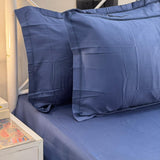 solid navy blue 400TC cotton bedsheet | pillow view