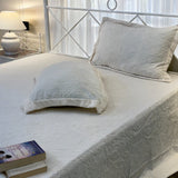 white warm self design bedsheet | overall view